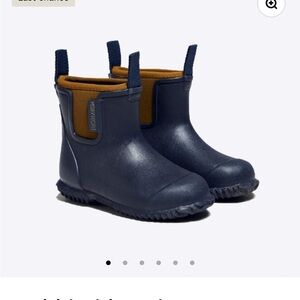 Kids Navy Rain & Snow Boots with Tan Lining